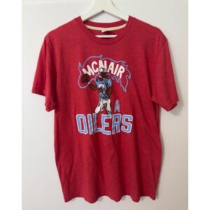 Vintage Steve McNair Houston Oilers T-Shirt Mens Large Red NFL Tennessee Titans